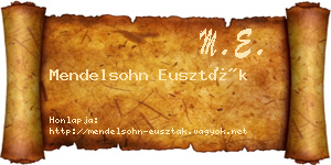 Mendelsohn Euszták névjegykártya